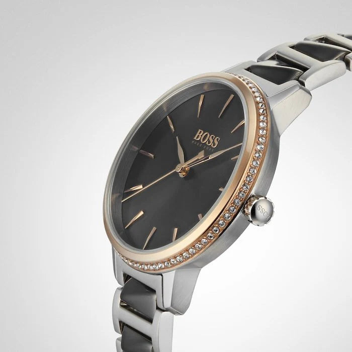 Reloj Hugo Boss mujer acero bicolor gris y rosa 34 mm cuarzo | Navalón Joyeros