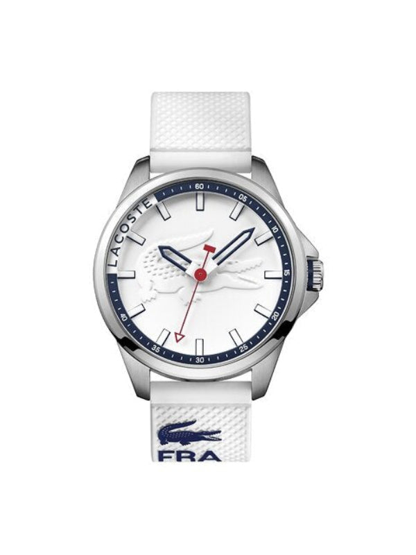 Reloj Lacoste hombre acero esfera blanca correa silicona blanca 46 mm cuarzo | Navalón Joyeros