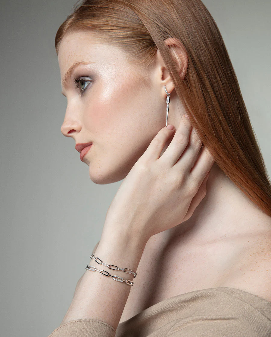 Pendientes de plata de primera ley con baño de rodio con aro con colgante