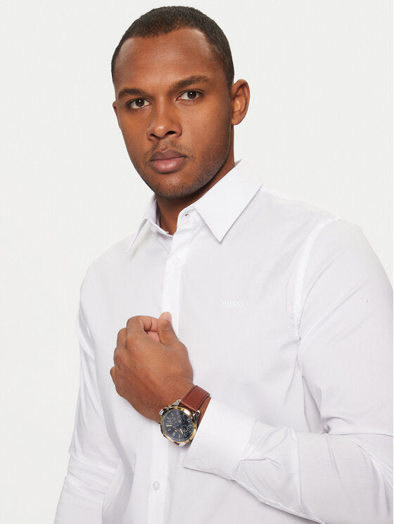 Reloj Tommy Hilfiger Decker hombre acero bicolor esfera azul correa piel marrón 46 mm multifunción | Navalón Joyeros