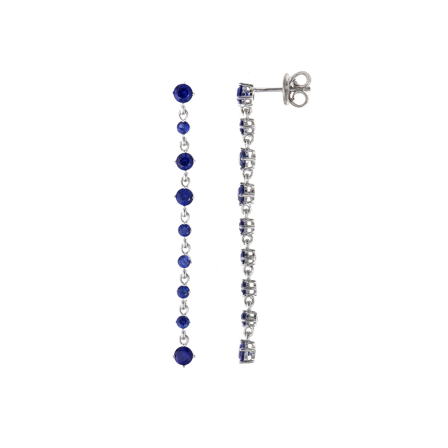 PENDIENTES PLATA RODIO TIRA CIRCONITAS ZAFIRO BRILLANTES