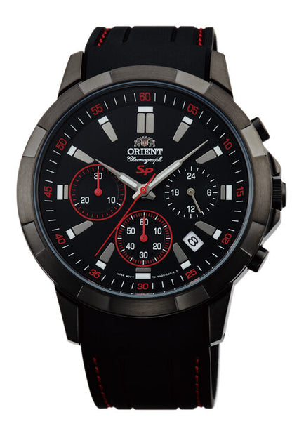 Reloj Orient Cronógrafo Acero y Correa de Caucho Negra