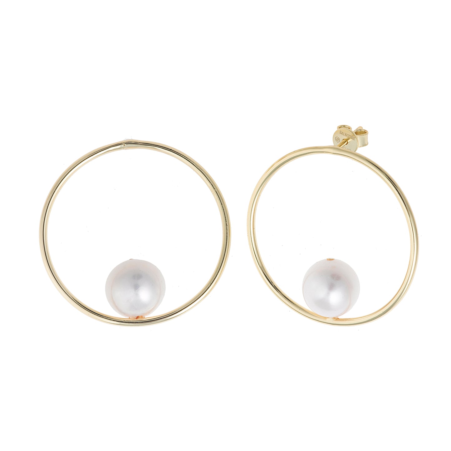 PENDIENTES PLATA CHAPADO DORADO CIRCULO PERLA REDONDA IRREGULAR