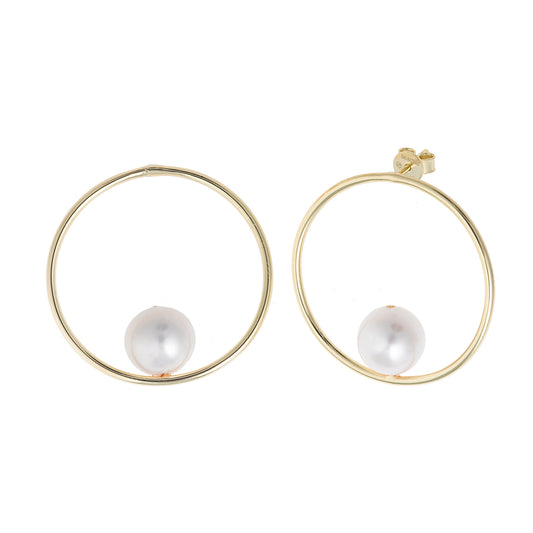PENDIENTES PLATA CHAPADO DORADO CIRCULO PERLA REDONDA IRREGULAR