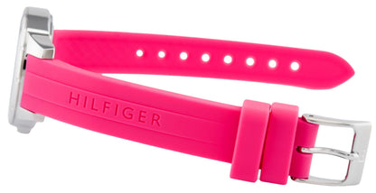Reloj Tommy Hilfiger niña rosa silicona esfera plateada flores 30 mm cuarzo | Navalón Joyeros