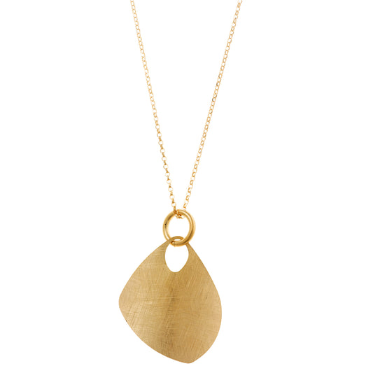COLLAR PLATA CHAPADO DORADO TRIANGULO REDONDEADO DIAMANTADO