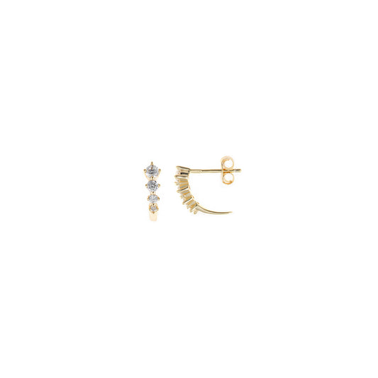 PENDIENTES PLATA CHAPADO DORADO CUATRO CIRCONITAS BLANCAS BRILLANTES