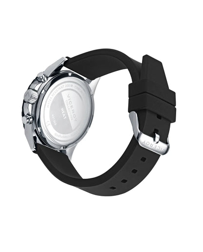 Reloj Viceroy hombre caja de acero con bisel giratorio y correa de silicona negra 401369-57