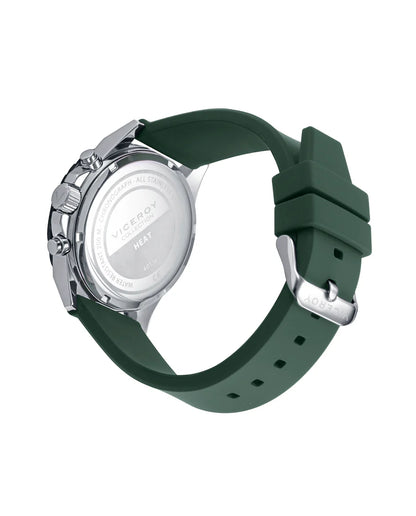 Reloj Viceroy hombre caja de acero con bisel giratorio y correa de silicona verde 401369-67