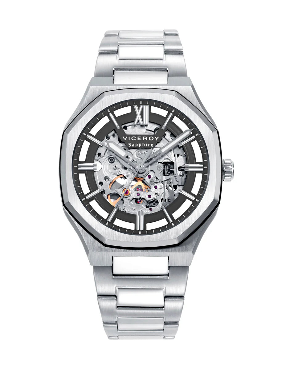 Reloj Viceroy cristal zafiro de acero con movimiento automático y 10 atm 45013-53