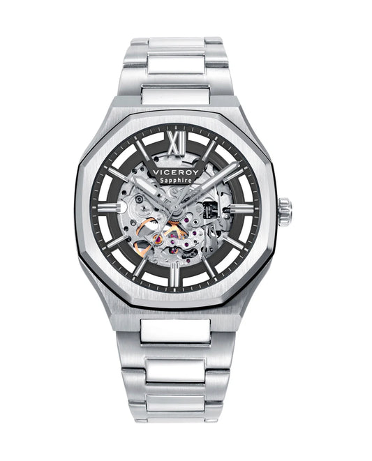 Reloj Viceroy cristal zafiro de acero con movimiento automático y 10 atm 45013-53