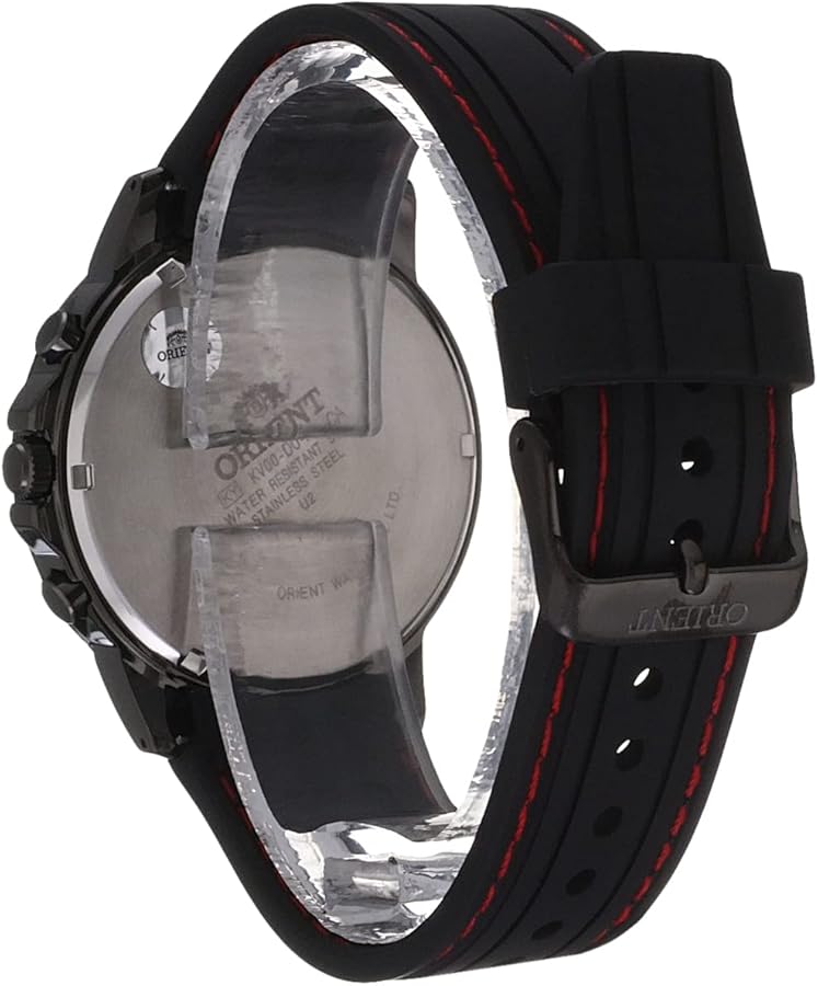 Reloj Orient Cronógrafo Acero y Correa de Caucho Negra