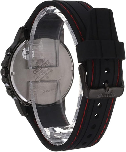 Reloj Orient Cronógrafo Acero y Correa de Caucho Negra