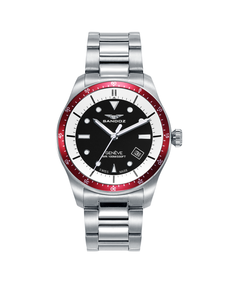 Reloj Sandoz Sport Vitesse  Acero & Bisel Rojo