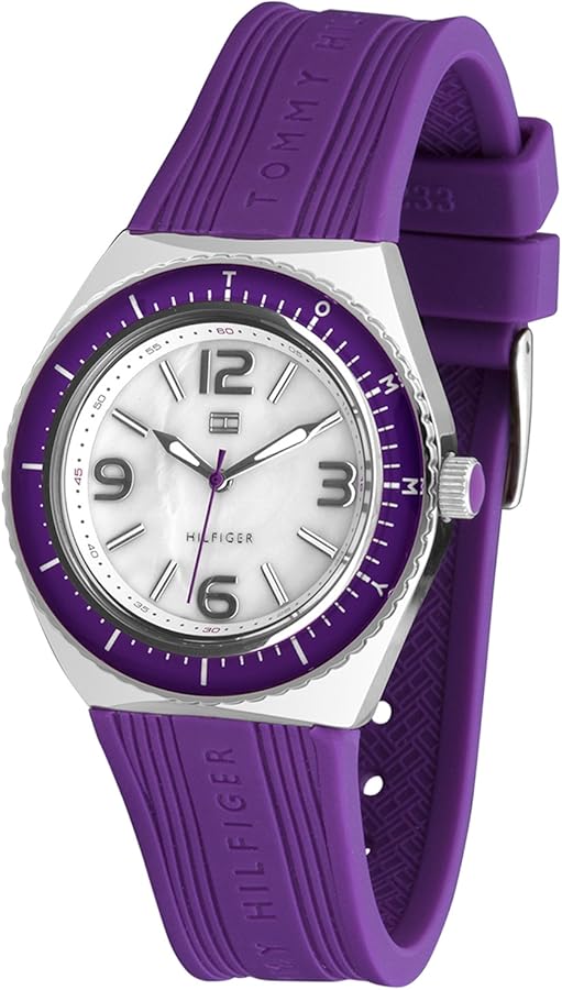 Reloj Tommy Hilfiger mujer morado silicona esfera nácar 37 mm cuarzo | Navalón Joyeros