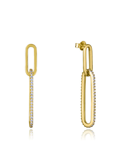 Pendientes de plata de primera ley con baño de oro colgante óvalo