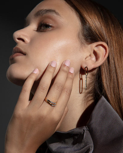 Pendientes de plata de primera ley con baño de oro colgante óvalo