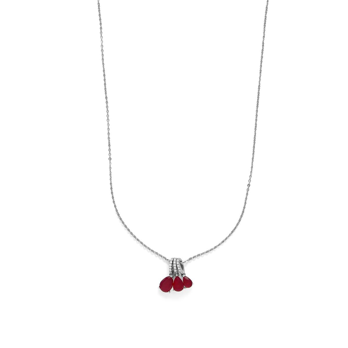 Collar de Plata de Ley 925 y Cuarzo Hidrotermal Cereza acabado rodio - Kaiau