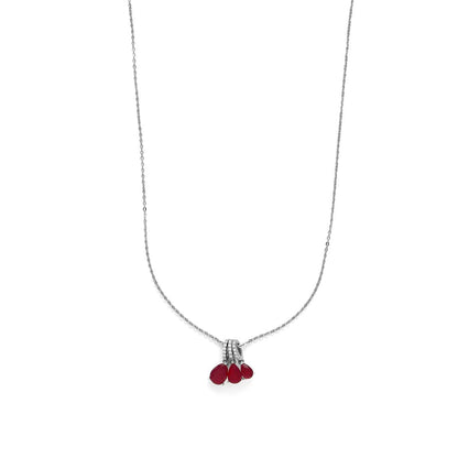 Collar de Plata de Ley 925 y Cuarzo Hidrotermal Cereza acabado rodio - Kaiau