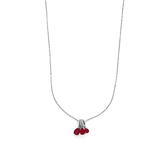 Collar de Plata de Ley 925 y Cuarzo Hidrotermal Cereza acabado rodio - Kaiau