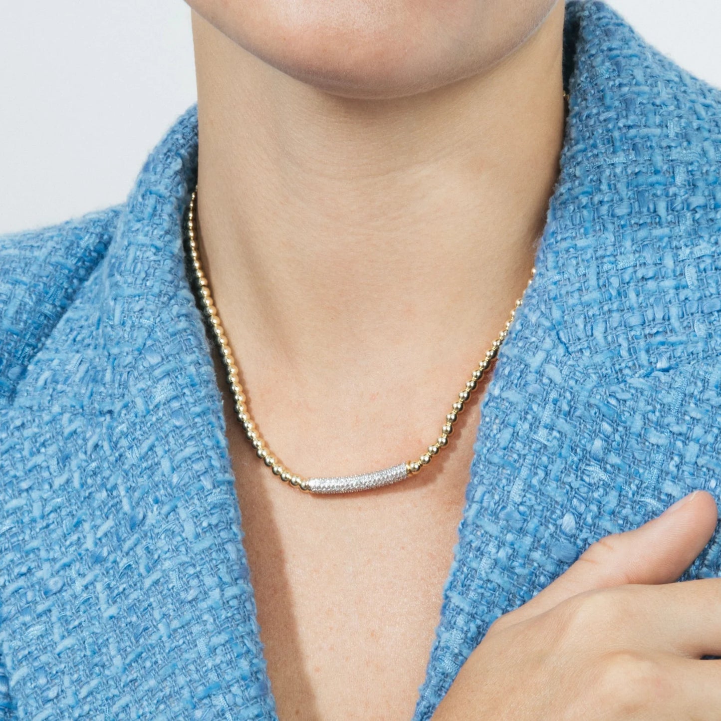 Collar de Plata de Ley 925 y Circonita Brillante acabado en oro amarillo 18k - Basfri