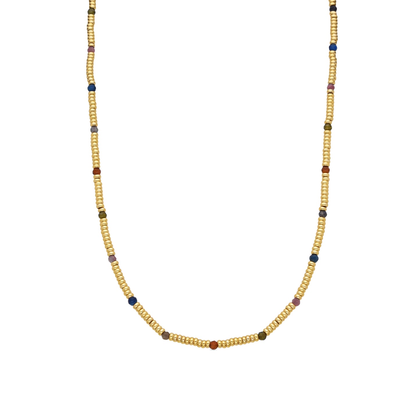 Collar de Plata de Ley 925 y Cristal Multicolor acabado oro 18k - Deli