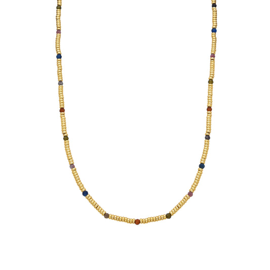 Collar de Plata de Ley 925 y Cristal Multicolor acabado oro 18k - Deli