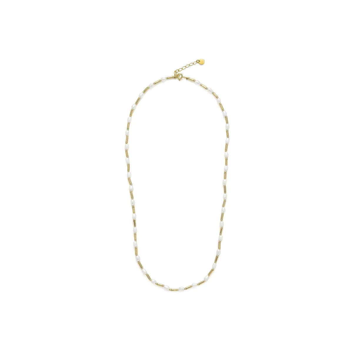 Collar de Plata de Ley 925 y Perla Blanca acabado en oro amarillo 18k - Laurid