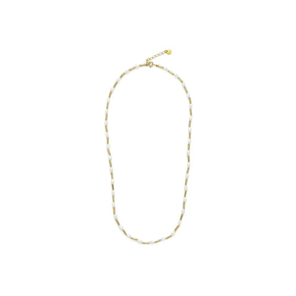 Collar de Plata de Ley 925 y Perla Blanca acabado en oro amarillo 18k - Laurid