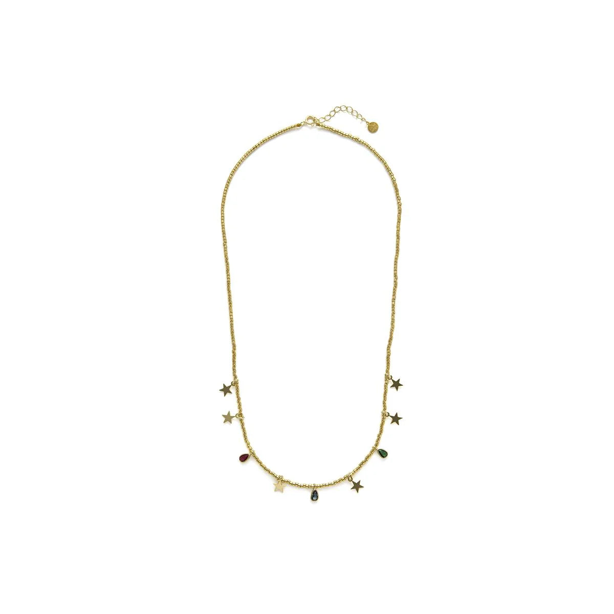 Collar de Plata de Ley 925 y Circonita Multicolor acabado en oro amarillo 18k - Itza