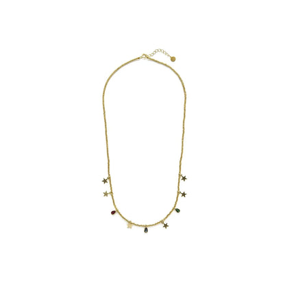 Collar de Plata de Ley 925 y Circonita Multicolor acabado en oro amarillo 18k - Itza