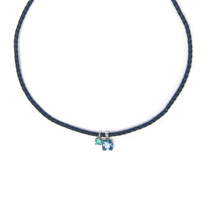 Collar Lxenter Cuero azul y Plata De Ley 925 Cuarzos Colores - Liyah