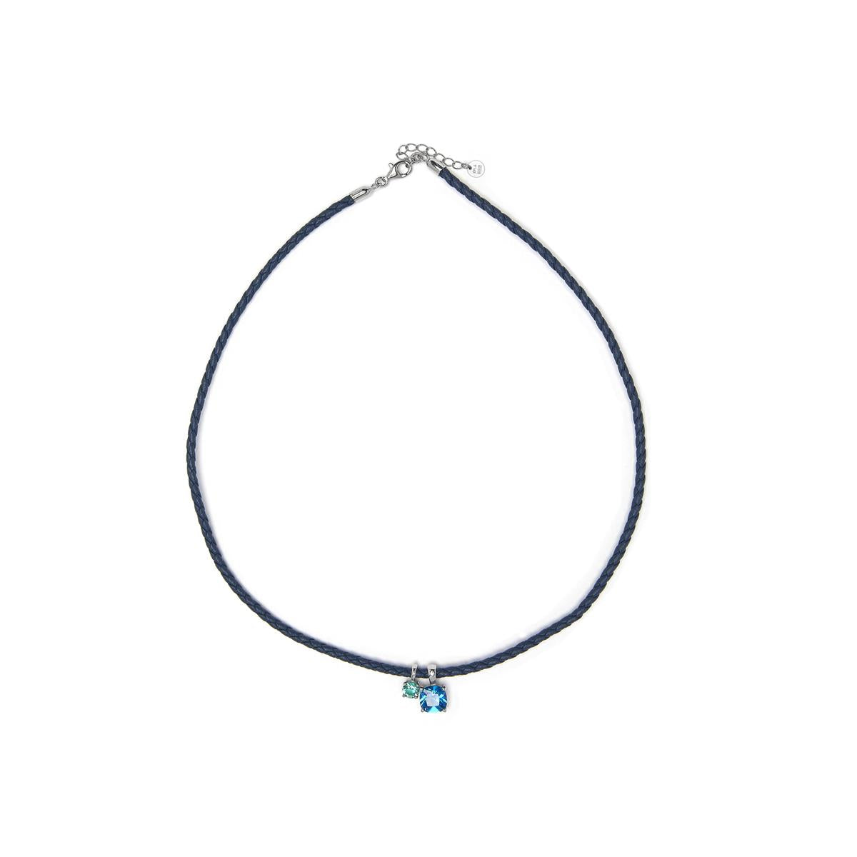 Collar Lxenter Cuero azul y Plata De Ley 925 Cuarzos Colores - Liyah