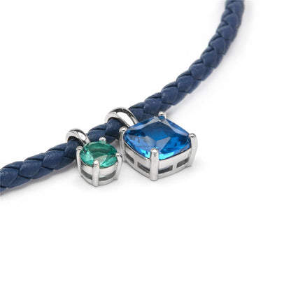 Collar Lxenter Cuero azul y Plata De Ley 925 Cuarzos Colores - Liyah