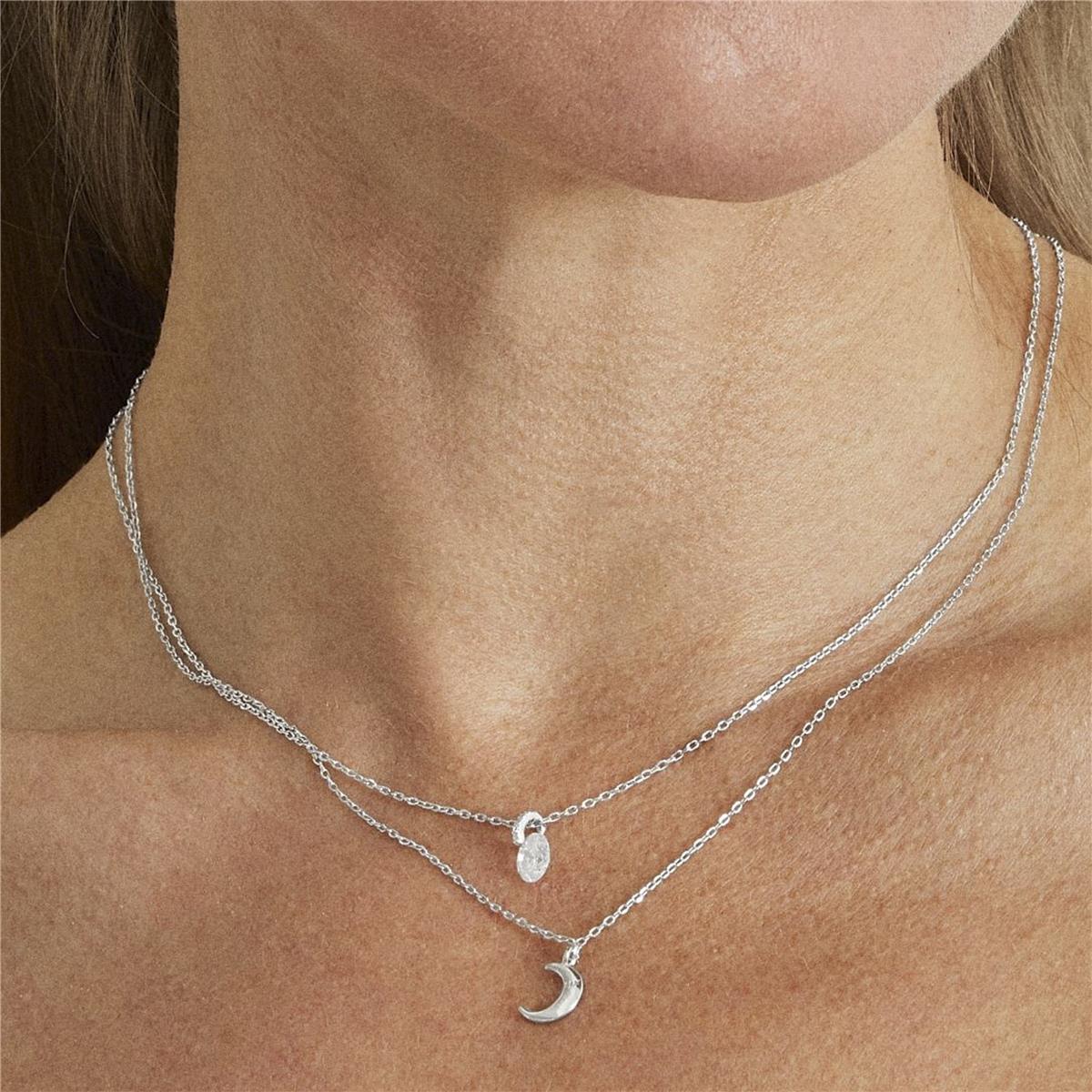 Collar Luxenter Luna de Plata de Ley 925 acabado en rodio - Crescent