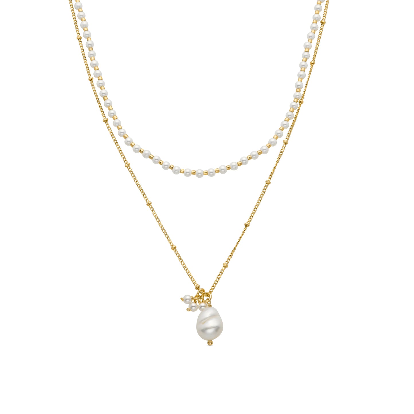 Collar de Perla Blanca acabado en oro amarillo 18K - Subri