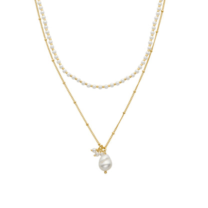 Collar de Perla Blanca acabado en oro amarillo 18K - Subri