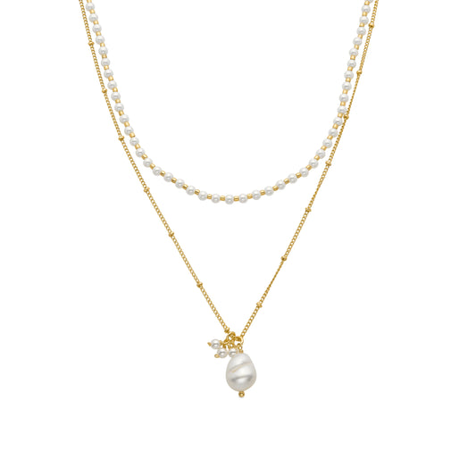 Collar de Perla Blanca acabado en oro amarillo 18K - Subri