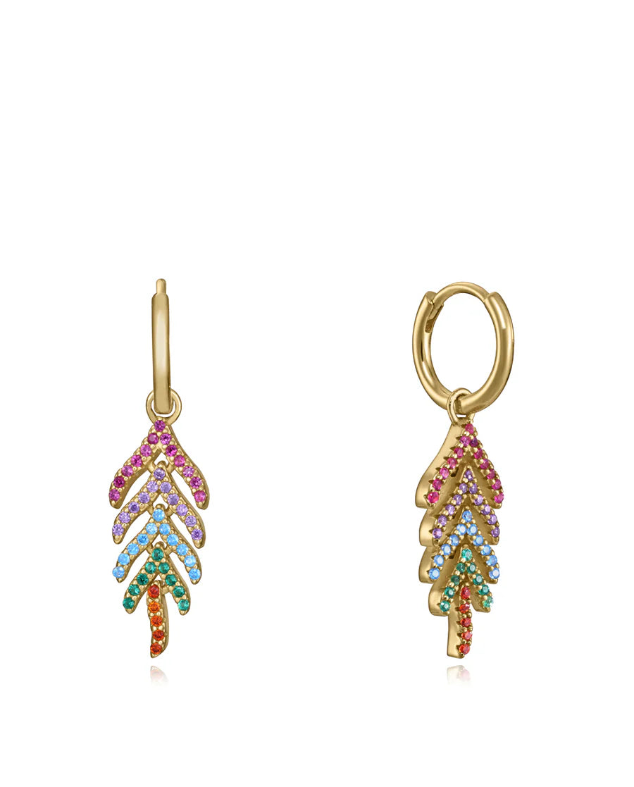 Pendientes Elegant de plata de ley con baño de oro y circonitas de colores