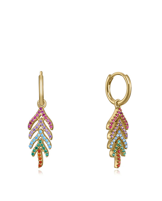 Pendientes Elegant de plata de ley con baño de oro y circonitas de colores