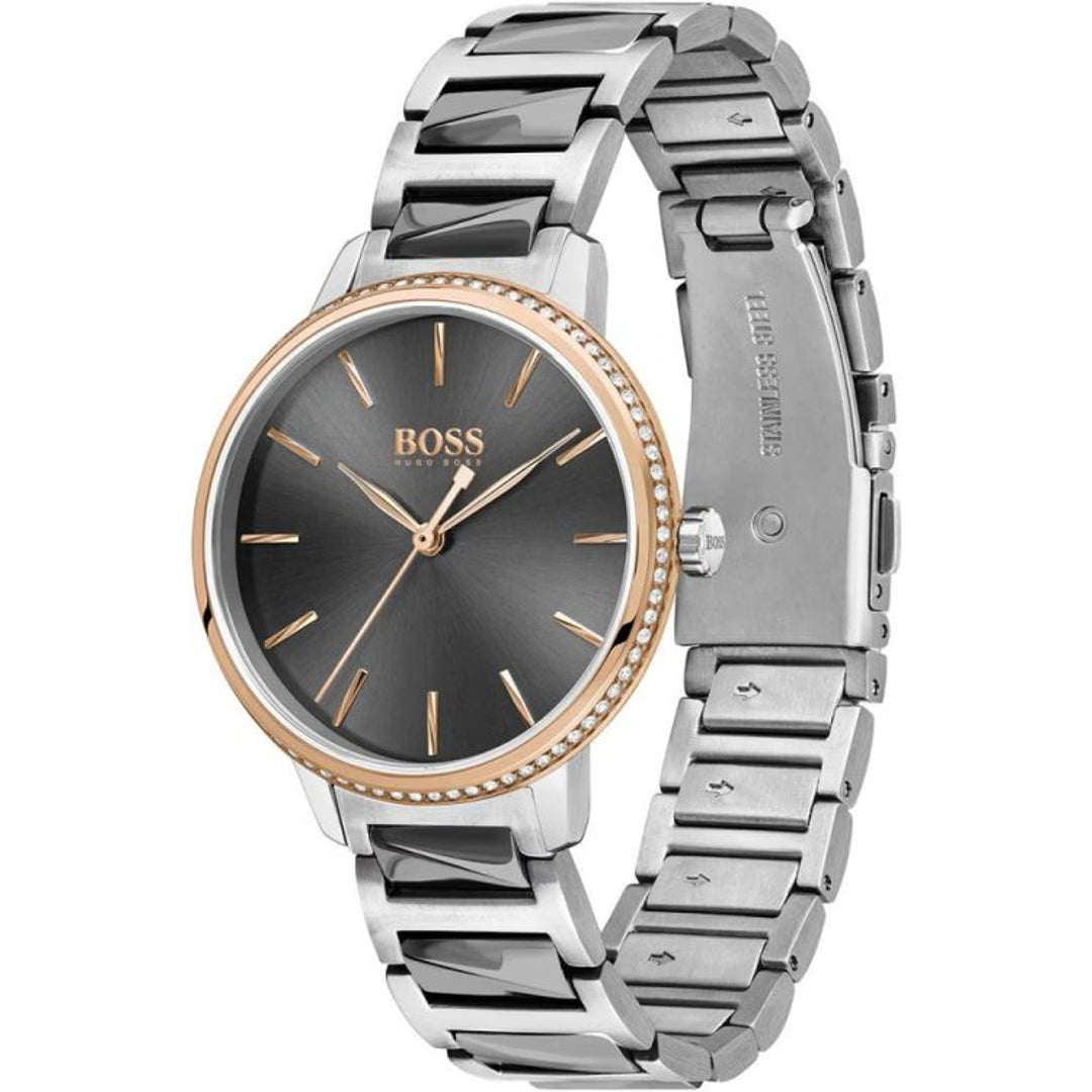 Reloj Hugo Boss mujer acero bicolor gris y rosa 34 mm cuarzo | Navalón Joyeros