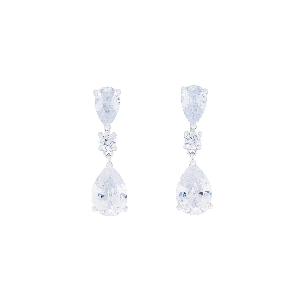 Pendiente plata de ley largo lágrima y circonitas