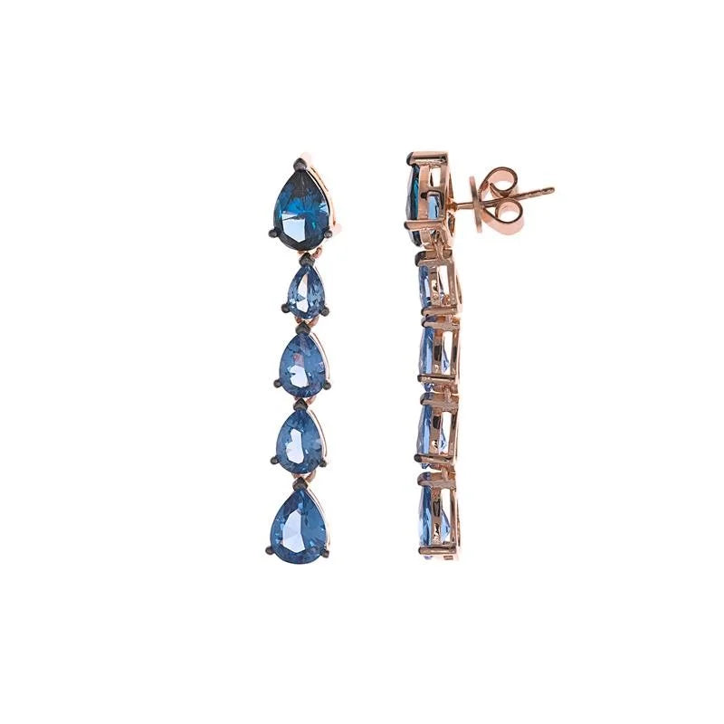 Pendientes Salvatore con espinel azul y baño de oro rosa