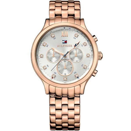Reloj Tommy Hilfiger mujer acero dorado rosé esfera plateada 39 mm cuarzo | Navalón Joyeros