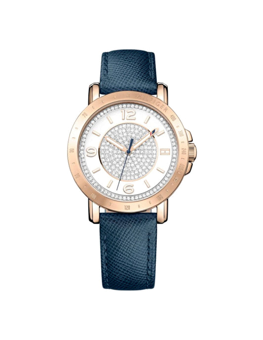 Reloj Tommy Hilfiger mujer acero esfera blanca correa piel azul 34 mm cuarzo | Navalón Joyeros